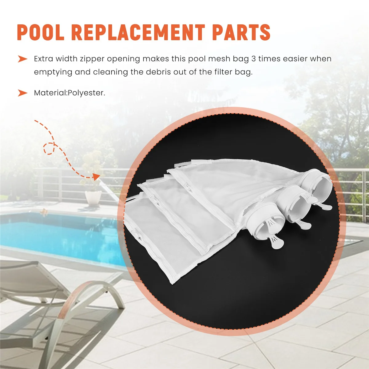 3PCS Zippered Bag Replacement Fits for Polaris 280,480 Pool Cleaner All Purpose Filter Bag Swimming Pool Cleaner Bags