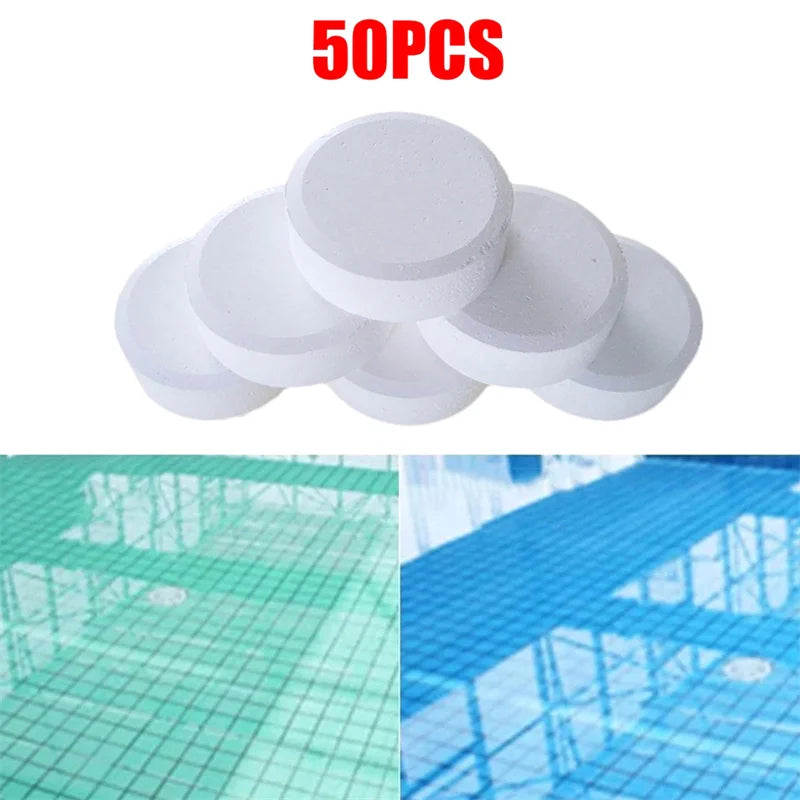 50pcs/bottle Swimming Pool Cleaning Tablet Chlorine Bromine Tablets Cleaner Swimming Spa Household Cleaning Supplies